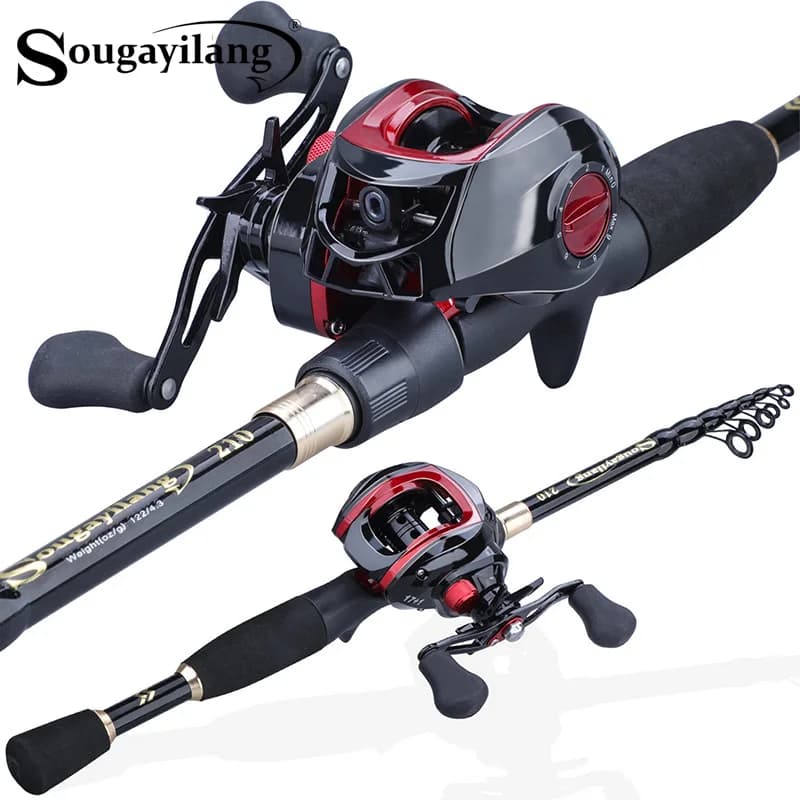 Sougayilang 1.8-2.4m canna da pesca telescopica portatile e 17 + 1BB 7.1:1 rapporto di trasmissione mulinello da pesca attrezzatura da pesca Combo