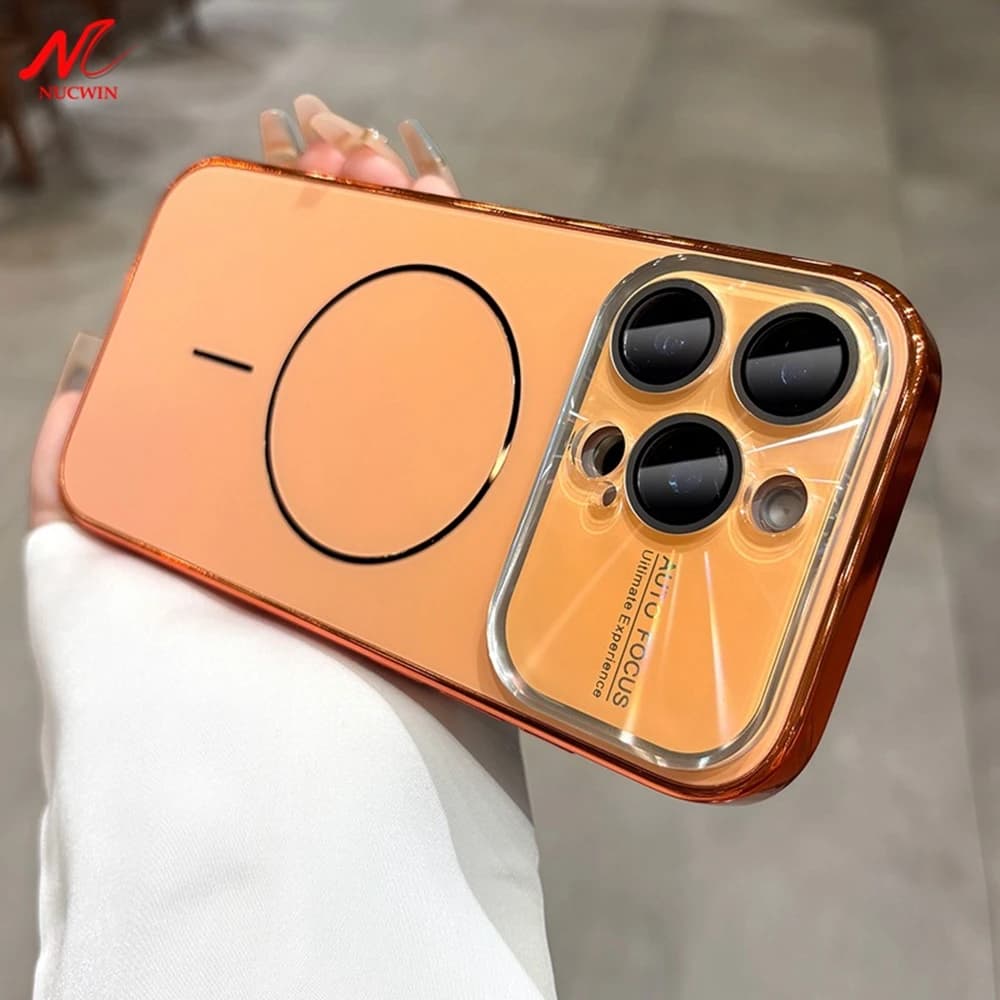 Cover Magnetica Opaca di Lusso con Finestra Grande e Fotocamera Laser per iPhone 17 16 15 14 13 12 Pro Max 17 ProMax Compatibile con MagSafe