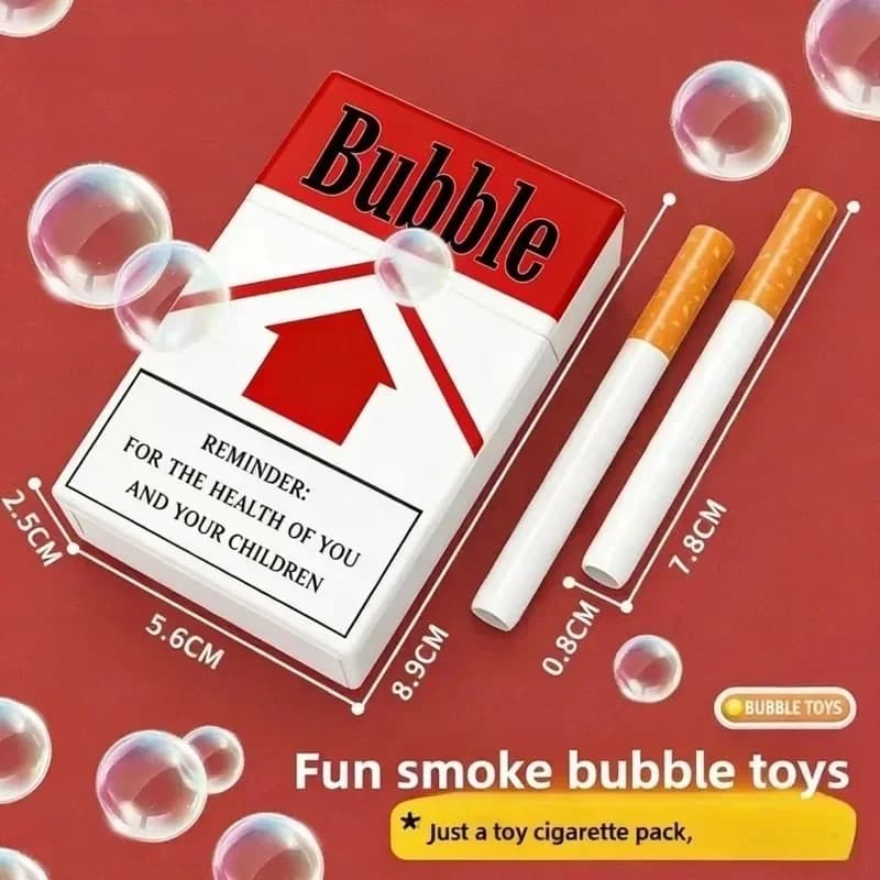 INS Style Funny Creative Toy Case with Bubble Liquid Smoking Stem Cigarette Packs Toy Cigarette Box Photo Prop Outdoor Portable