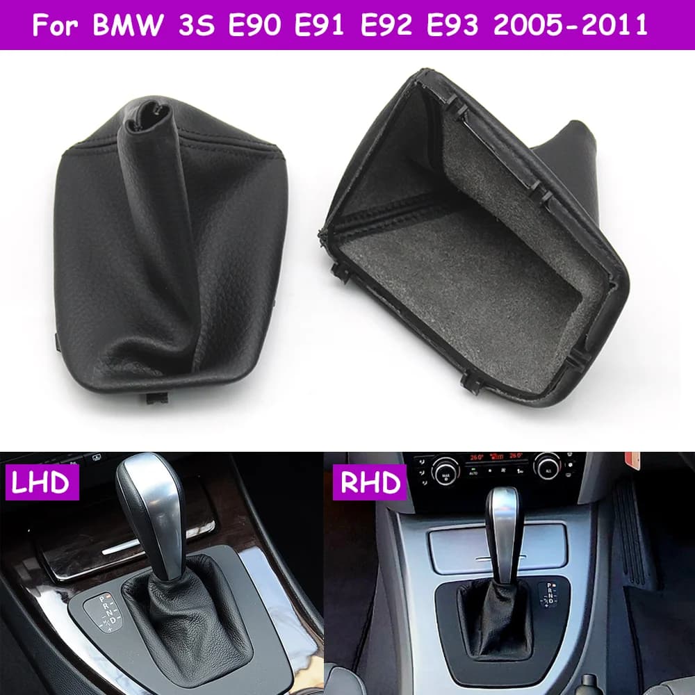 Copertura Antipolvere in Pelle per Leva del Cambio Automatico Anteriore per BMW Serie 3 E90 E91 E92 E93 2005-2011, Codici 25167592028 25167592029