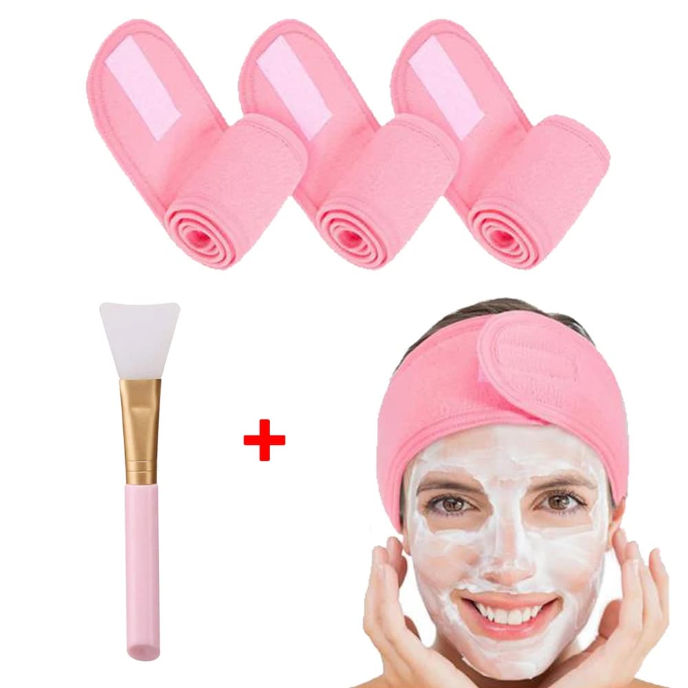 1pc adjustable hair band for hair with 1 brush for mask Yoga Spa bathroom shower make-up face wash cosmetic band accessories for make-up
