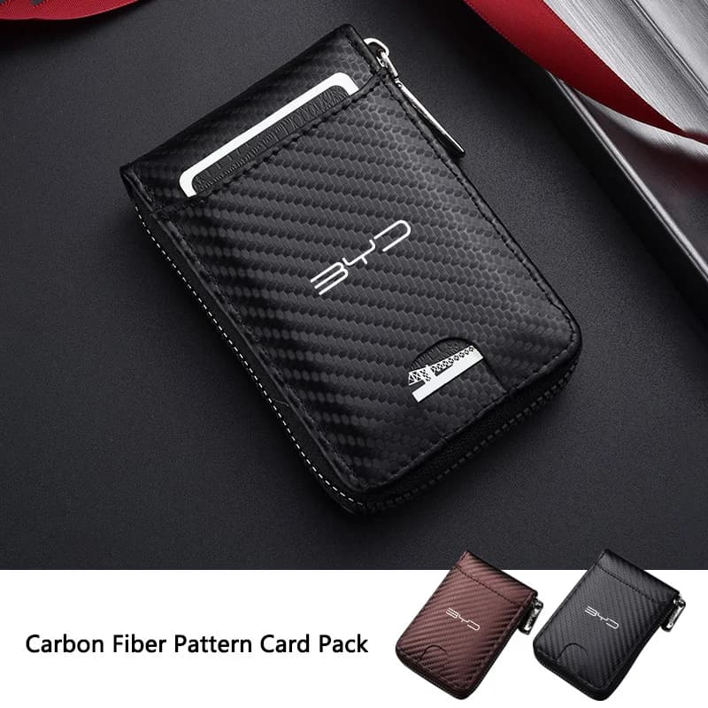 Car Wallet ID Credit Card Driver License Leather zipper Purse Accessories For BYD Yuan UP Song Pro Seal Dolphin Seagull Qin Dmi