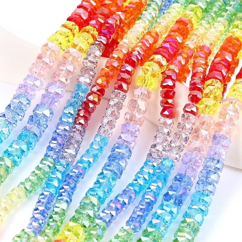 Perline Rondelle in Cristallo K9 Premium da 6mm e 8mm, Perline Sfaccettate in Vetro Scintillante per Braccialetti, Collane e Orecchini Fai-da-Te