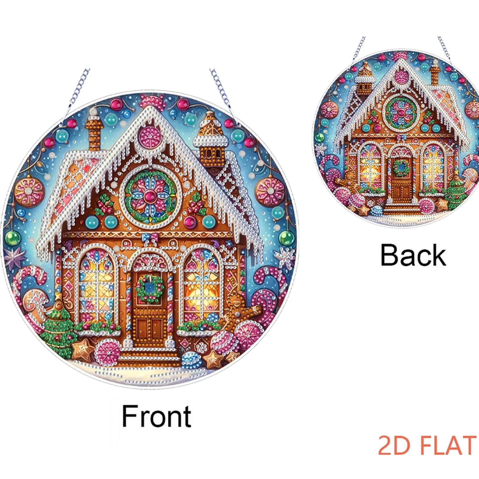 Decorazione Natalizia a Tema Casa 2D, Pendente Artistico in Diamanti Fai-da-Te per Parete e Porta