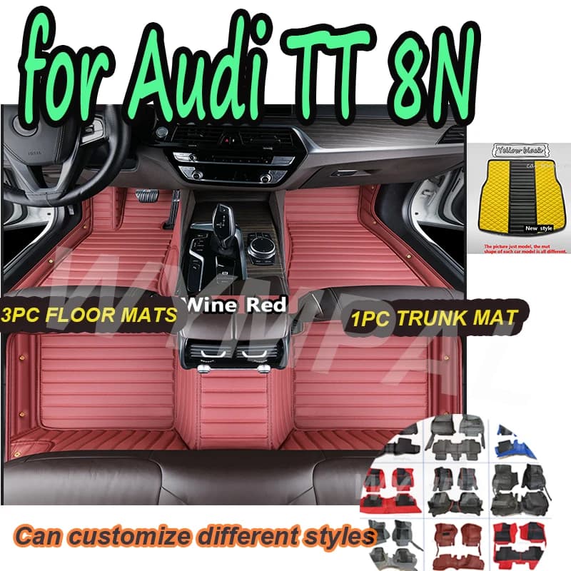 LUSSO Car Mats for Audi TT 8N MK1 1998 ~ 2006 Car Protective Mats Luxury Leather Mats Durable Bearing Set