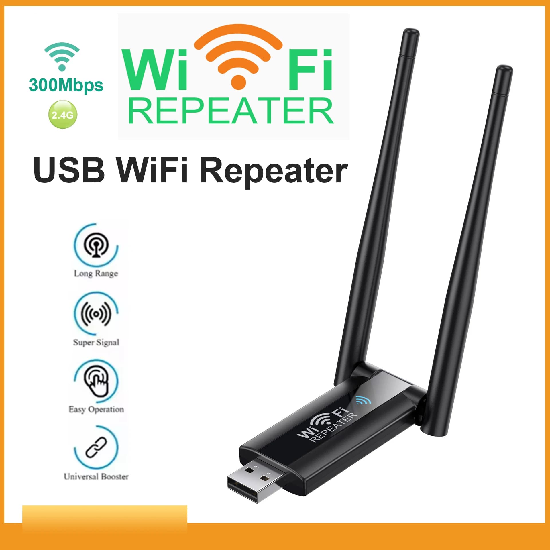 USB 2.4G 300Mbps Wireless WiFi Ripetitore Extender Router Amplificatore di segnale Wi-Fi Booster Adattatore scheda di rete a lungo raggio per PC