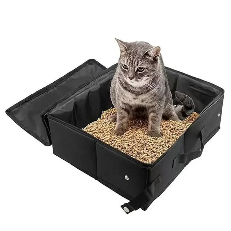1pc Foldable Waterproof Cat Litter Box Portable Travel Cat Litter Tray Outdoor Cat Toilet Storage Bag for Pet Cat Use