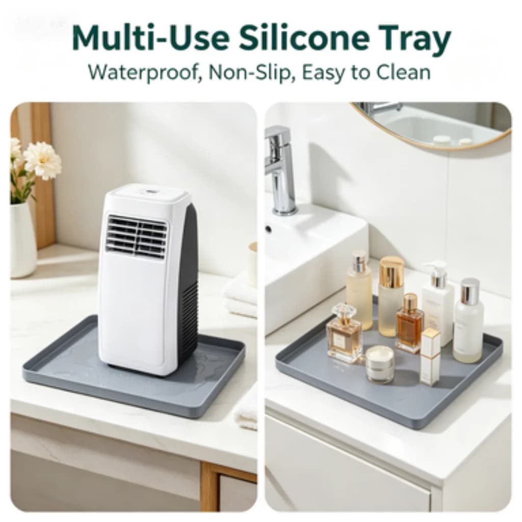 Multi-purpose Non-slip Repeatedly Foldable Silicone , Air Cooler Mat, Plant Pot Tray, and Kitchen Spice & Cosmetic Organizer Mat