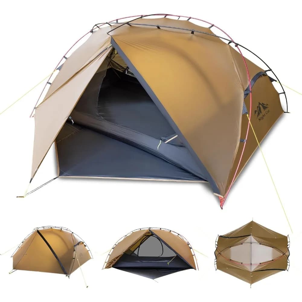 Tenda da Campeggio Ultraleggera Impermeabile per Due Persone con Doppio Strato, Pali in Alluminio e Telo di Protezione