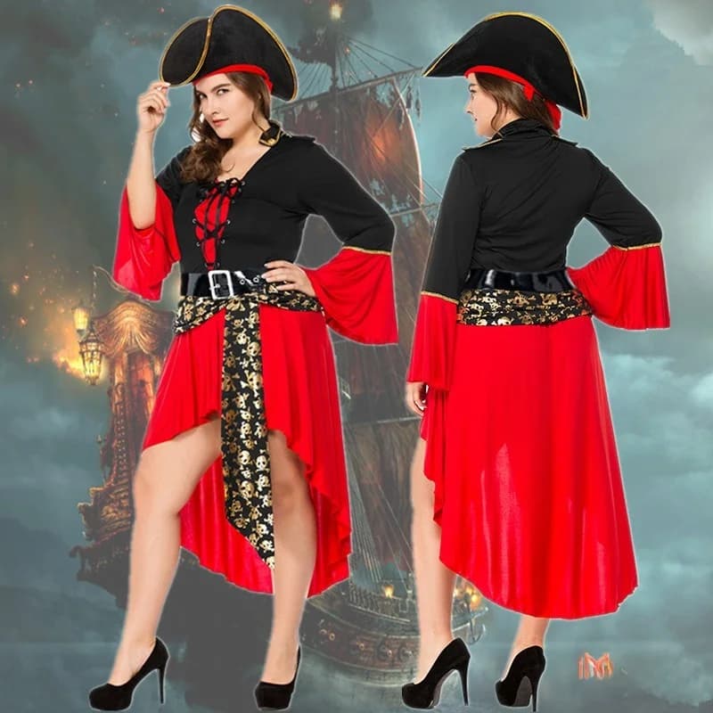 Costume da Pirata per Adulti per Halloween, Gonna su Misura per Donna, Taglia Grande, Costume da Spettacolo, Abito da Pirata delle Caraibi