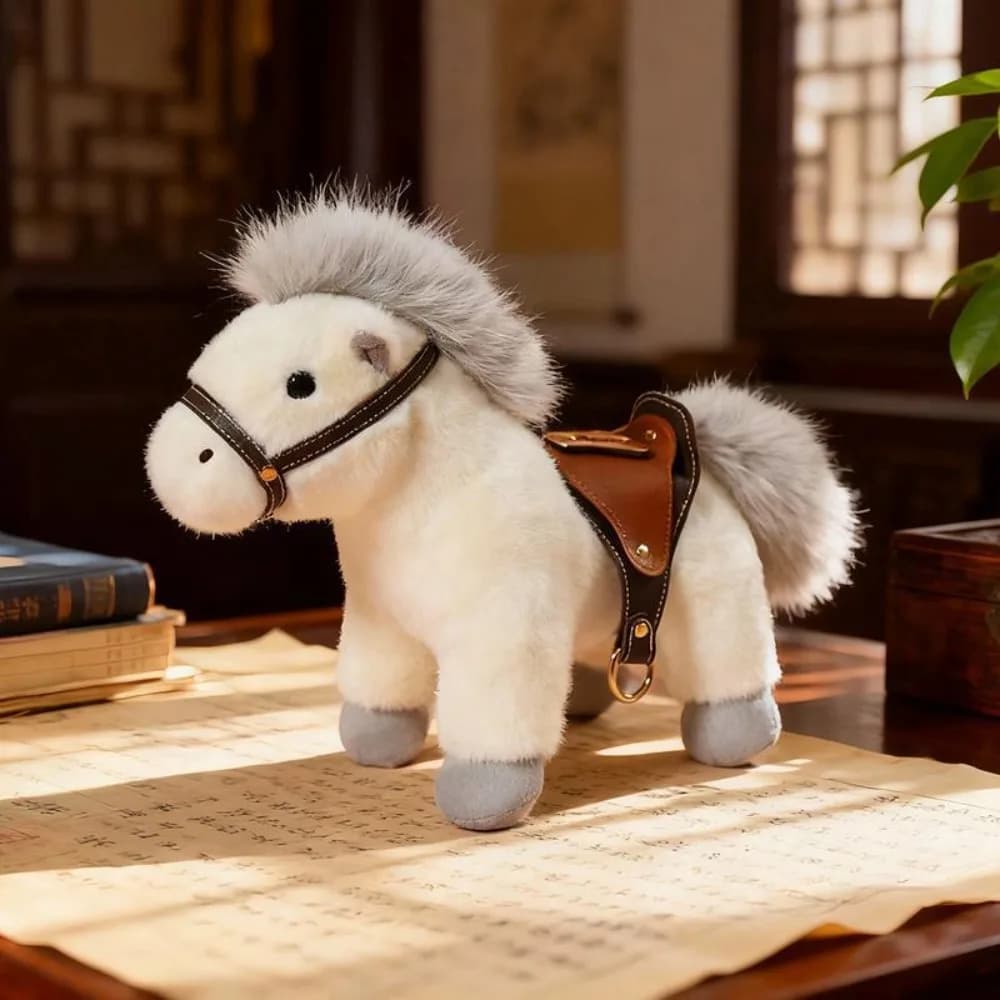 Cartoon Horse Stuffed Toy Keychain Stuffed Keyring Pony Plush Doll Pendant Soft Cute Simulation Horse Toy Keychain