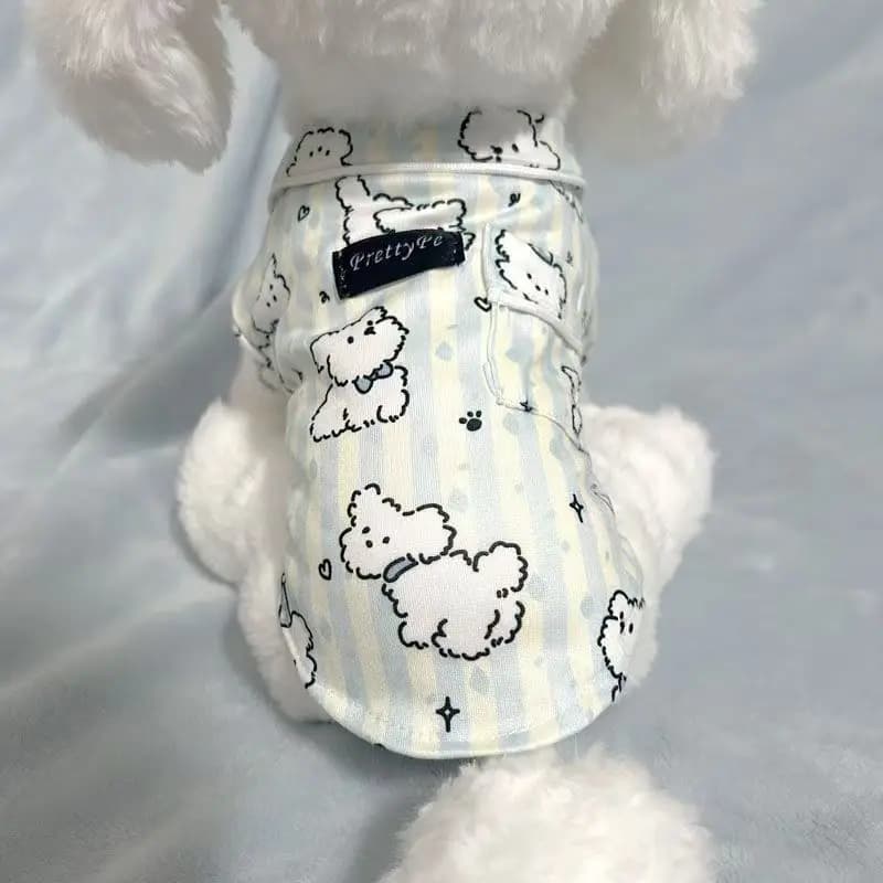 Pigiama Sottile Antismarrimento per Animali Domestici Primavera Autunno, Strato Base in Cotone, Abiti Coreani Adorabili per Coppie di Cani e Gatti