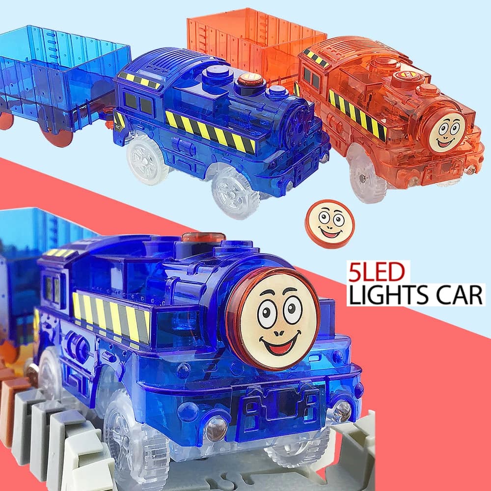 Treno ferroviario elettrico assemblato vagone ferroviario luminoso fai da te Ever-change montagne russe per bambini giocattolo educativo per ragazzo L003
