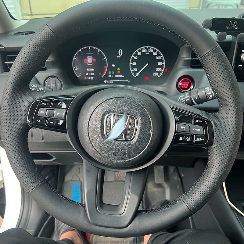 Per Honda Vezel XRV X-RV 2023-2024 treccia antiscivolo coprivolante per auto resistente all'usura interni in vera pelle nera
