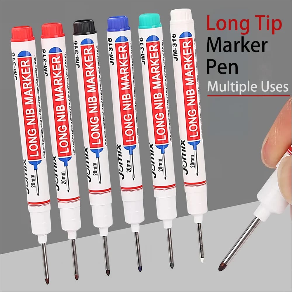 1-10PCS Red/Black/Blue/Green Waterproof Long Head Markers Deep Hole Marker Pen for Metal Carpenter Ink Woodworking Tools Marker