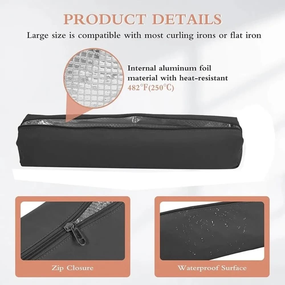 Heat Resistant Curling Iron Bag Portable Large Capacity Travel Hair Styling Case Dustproof Multipurpose Cosmetics Bag