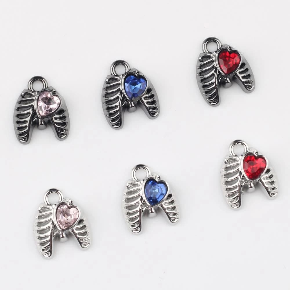 10 pezzi mini ali a forma di cuore ciondolo fatto a mano gioielli fai da te creazione di accessori orecchino collana braccialetto ornamento regali di moda
