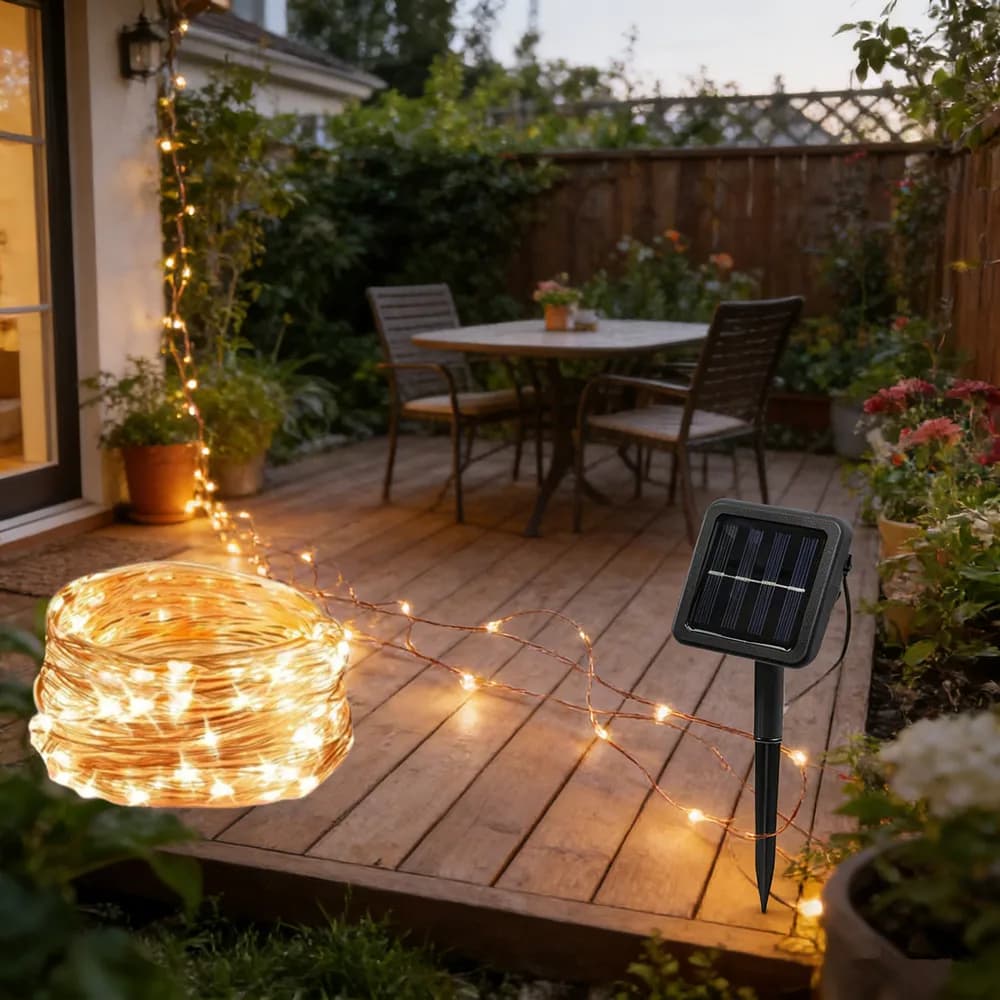Ghirlanda Solare LED da Esterno 300/200/100/50/20 con 8 Modalità, Luci Fatate a Filo di Rame per Feste, Giardino, Cortile, Decorazioni Natalizie