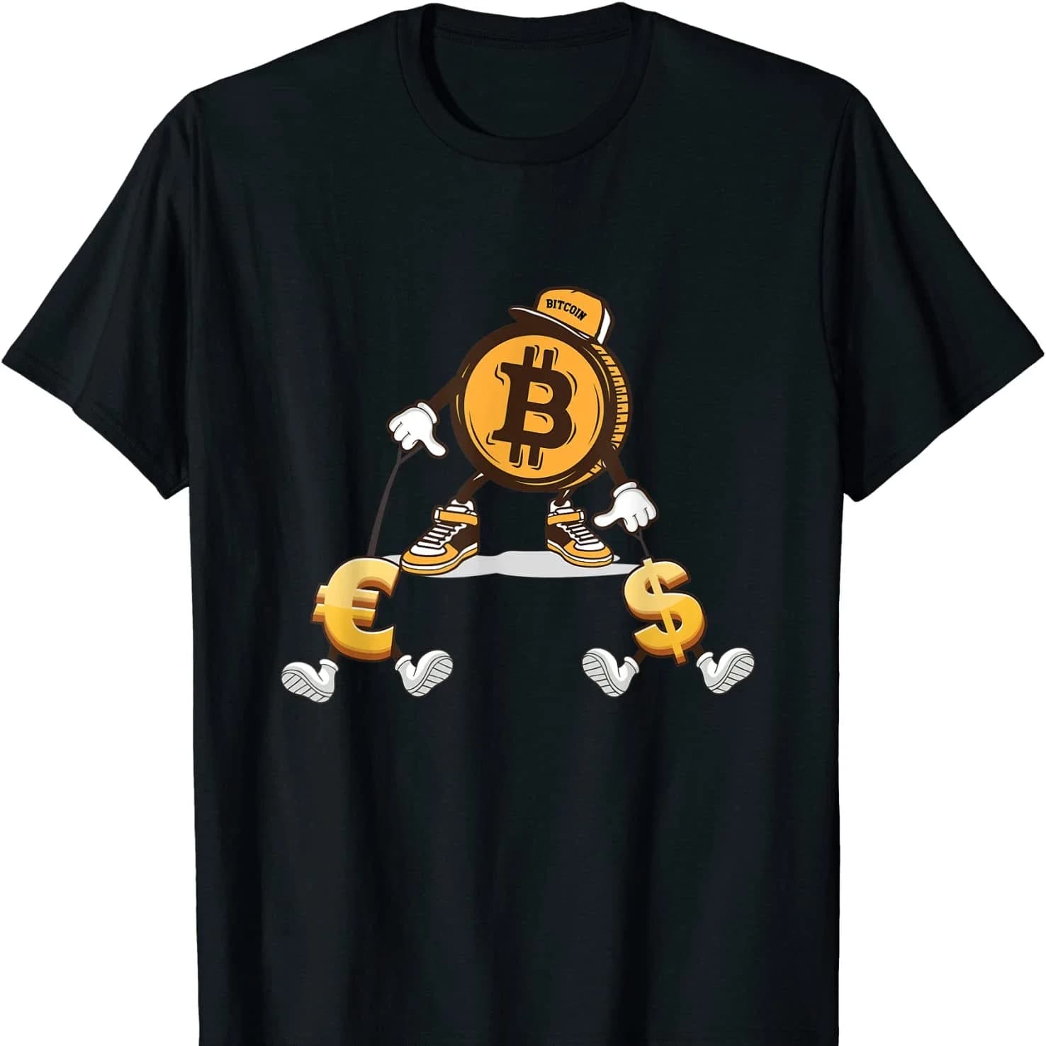 Bitcoin Dollar Euro Dog Guinzaglio Moneta Denaro Criptovaluta T-shirt. T-shirt da uomo con scollo a maniche corte in cotone premium Nuova S-3XL