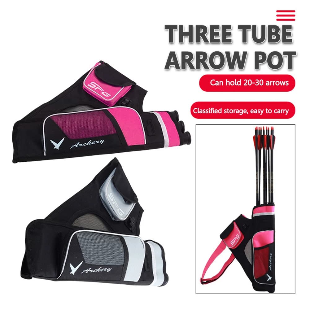 Oxford Cloth Arrow Bags 3 Tubes Adjustable Shoulder Waist Carrying Storage Pack
