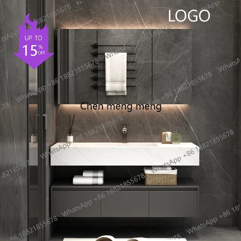 Mobile bagno D80 bianco per cura della pelle, con specchio, lavabo e vano porta profumi, mobiletto da terra piccolo in legno per carta igienica, arredamento casa
