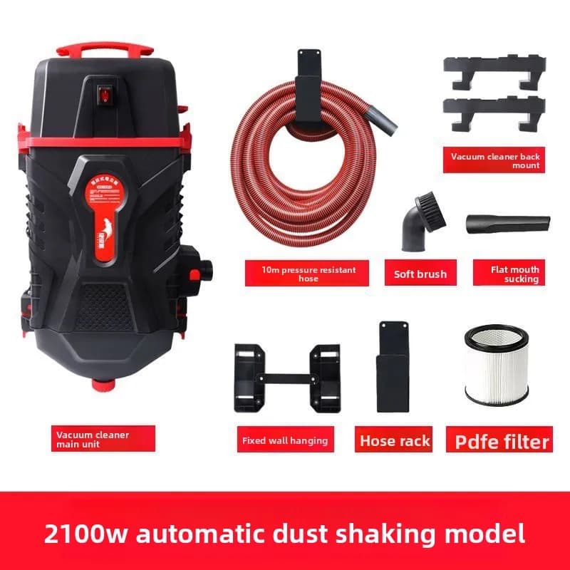 Aspirapolvere da Parete 2100W con Scuotimento Automatico della Polvere, Aspiratore per Pulizia Auto e Uso Domestico