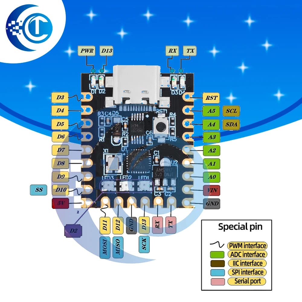 Per arduino nano mini scheda di sviluppo tipo ultra piccola chip atmega328p porta seriale ch340