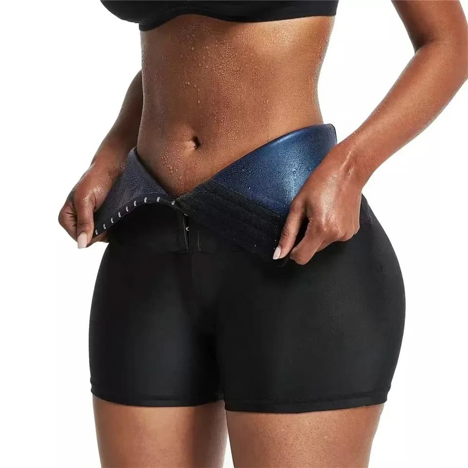 Pantaloncini Dimagranti Termici a Vita Alta da Donna per Sauna, Compressione e Modellamento Cosce
