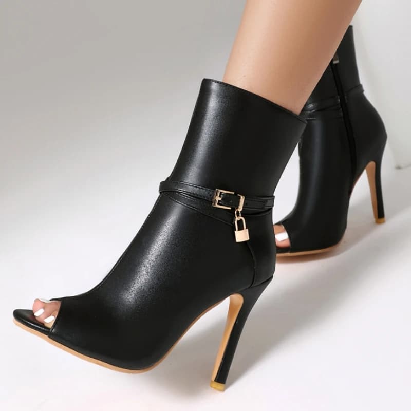 Sexy Ankle Boots For Women Shoes 2025 Spring Peep Toe Black White Blue High Heels Jazz Dance Party Shoes Female Large Size 45
