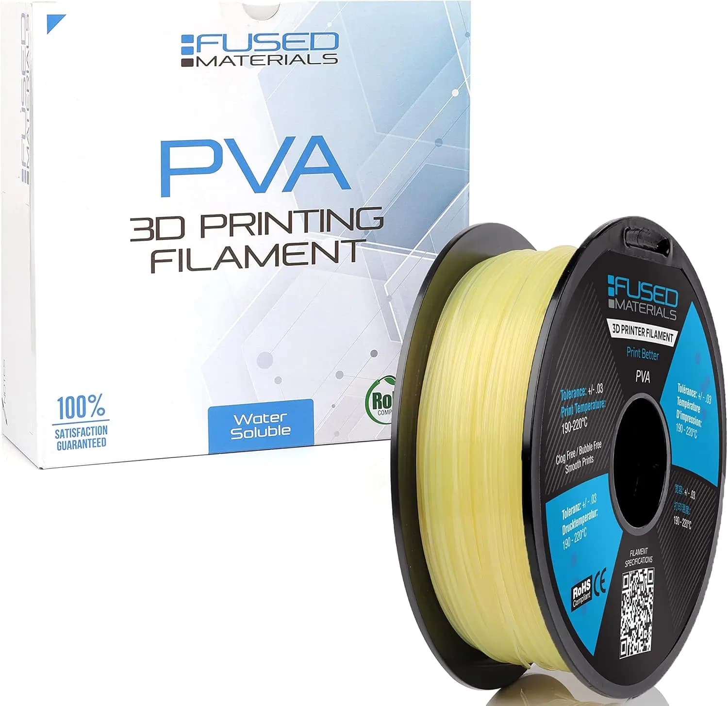Filamento di Supporto Idrosolubile per Stampa 3D - Materiale PVA Trasparente da 1,75mm per PLA, PETG, Nylon e ABS