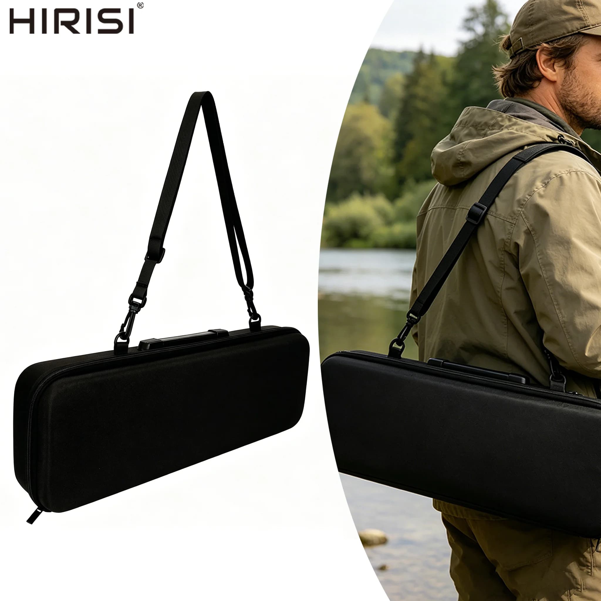 Hirisi W402 Portable Hard EVA Fishing Case Tackle Storage Bag Fishing Tool Box Rod Gear Carry Case Outdoor Fishing Accessories