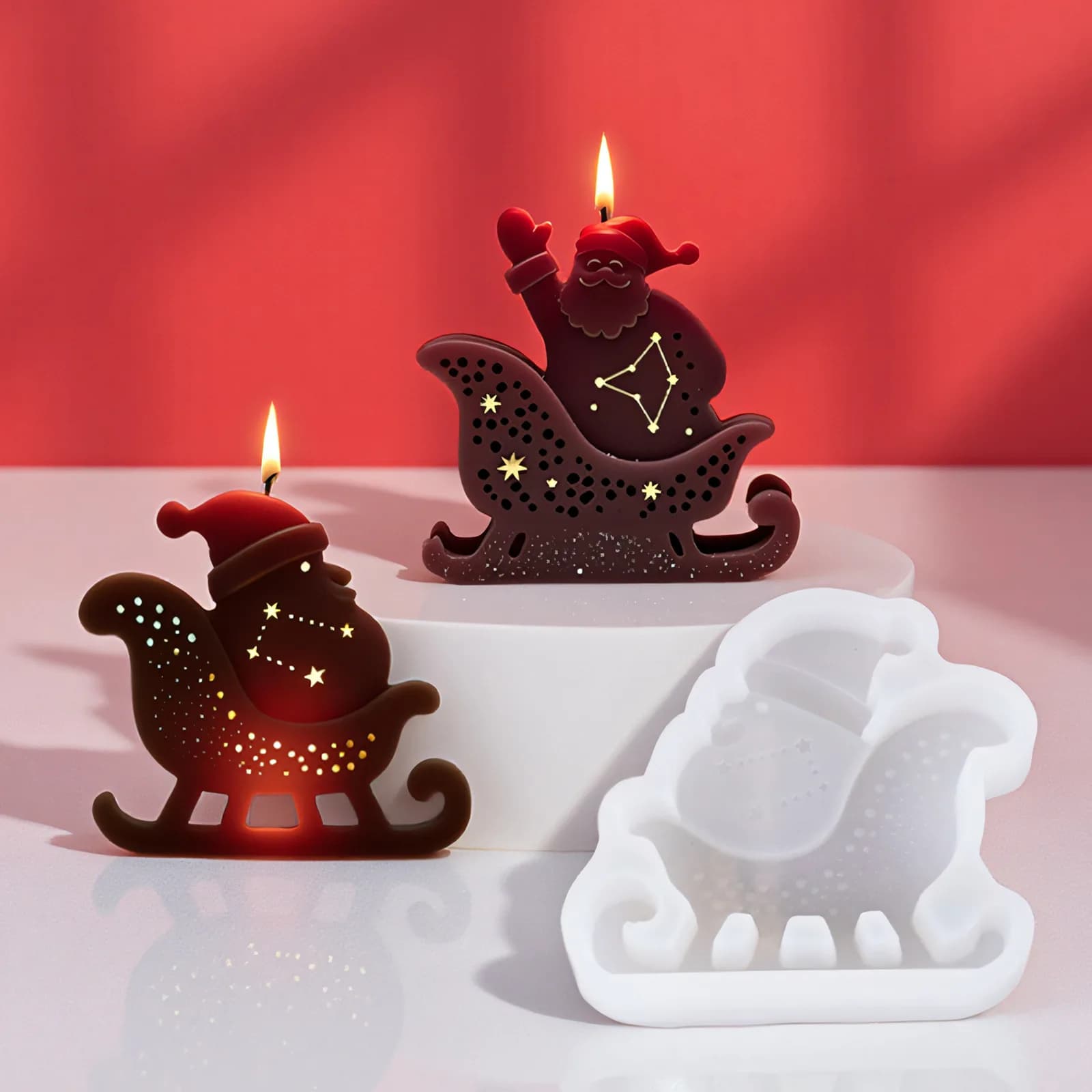 Stampo in silicone per candela di Babbo Natale per Natale, sapone per aromaterapia fai da te, ornamenti, regali, stampo in resina epossidica in gesso, decorazioni per la casa di Natale