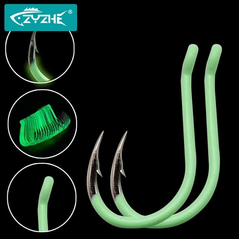 Light fishing hooks 12/24 pieces/box fluorescent hooks night fishing hooks at sea and fresh water hooks for fishing carp equipment