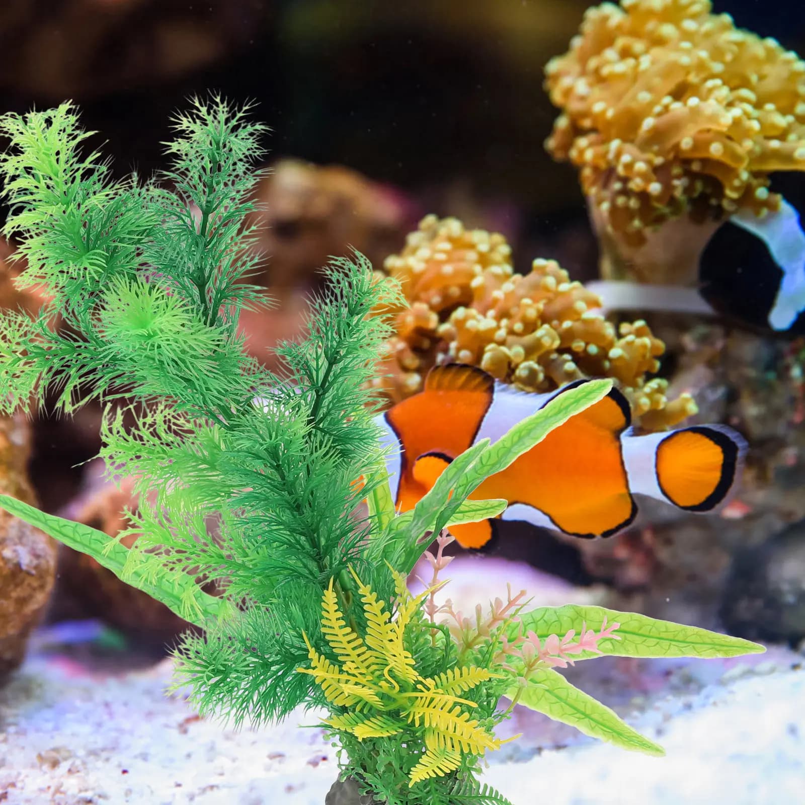 2 Pezzi di Piante Artificiali Realistiche per Acquario, Decorazioni Vivaci e Sicure, Piante Finte Premium per Decorazioni Acquario