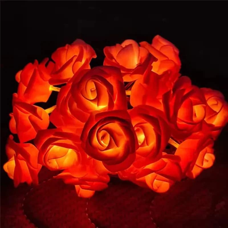 3M 20 LED Rose String Lights Ghirlanda di fiori a batteria Lucine San Valentino Decorazione della festa nuziale Luci natalizie