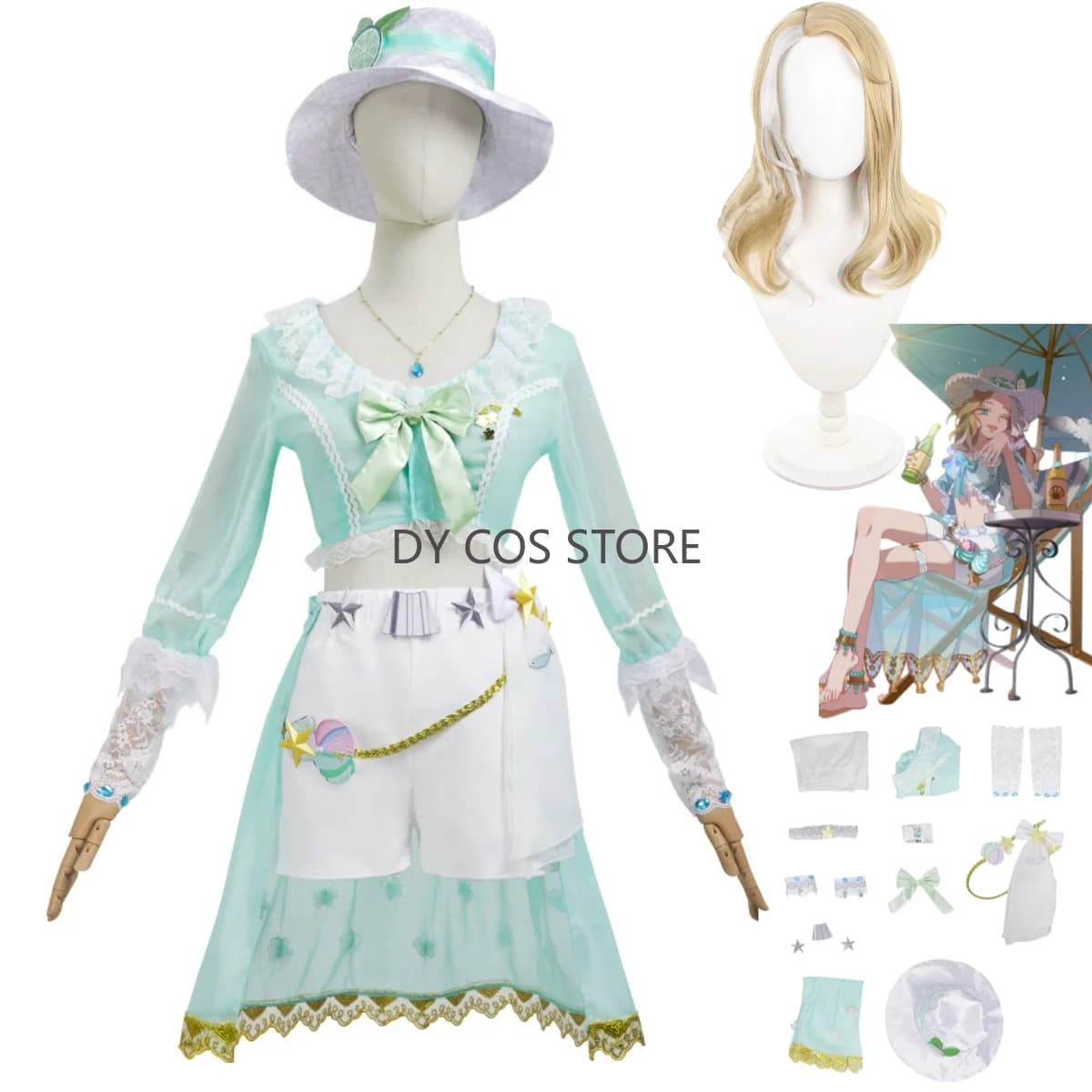 Game Identity V Demi Bourbon Barmaid Costume Cosplay Sale marino Special Tune Summer Day Costume da bagno Parrucca bikini sexy Donna Abito da spiaggia