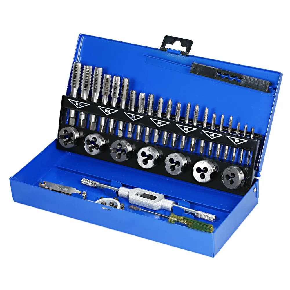 32 PCS Rubinetto e Die Set Chiave metrica Taglio M3-M12 Strumento per filettatura manuale Rubinetto in carburo di tungsteno Die Filettatura per vite Set di punte per strumenti
