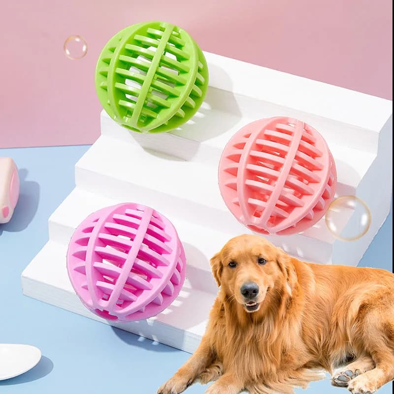 Palla Giocattolo per Cani in Gomma Resistente, Dispenser di Crocchette, Giocattolo da Masticare Anti-Morso per la Pulizia dei Denti, Allevia la Noia, Interattivo per l'Addestramento degli Animali Domestici