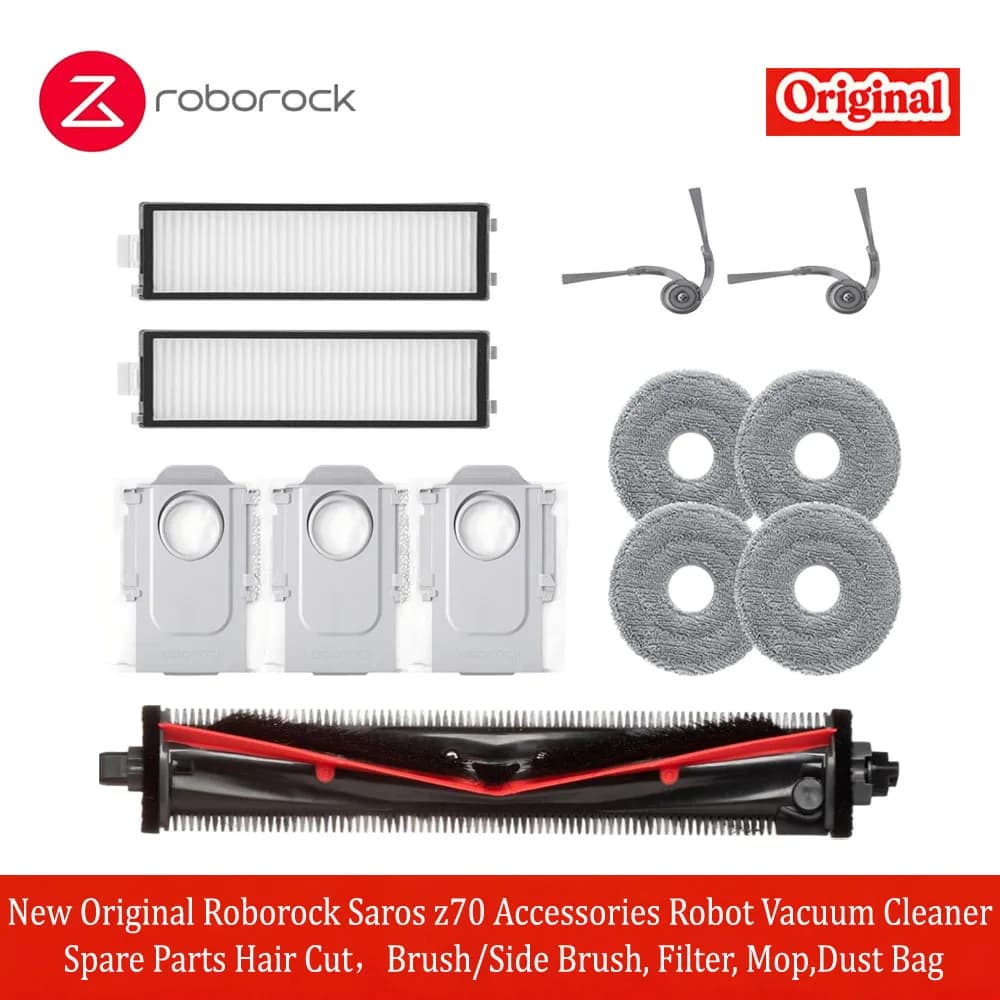 New Original Roborock Saros Z70 Accessories Robot Vacuum Cleaner Spare Parts Hair Cut, Brush/Side Brush, Filter, Mop, Dust Bag