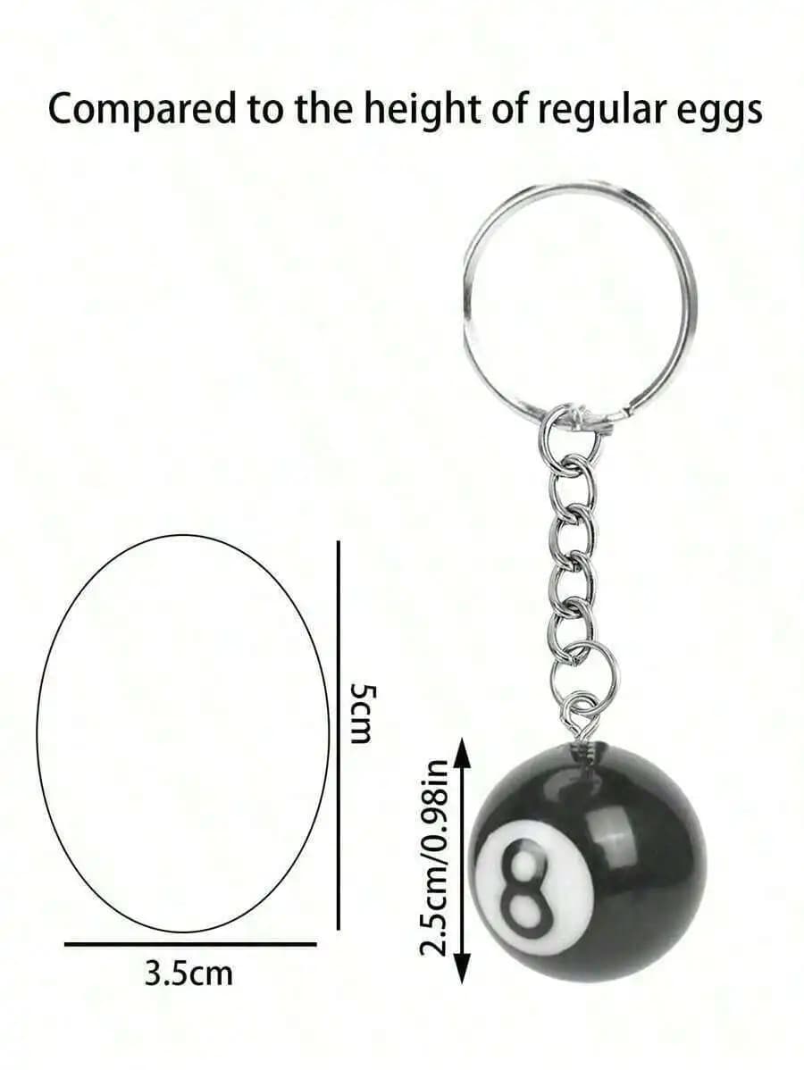 Portachiavi con palla da biliardo in resina, portachiavi a forma di palla da 8 ball per adulti
