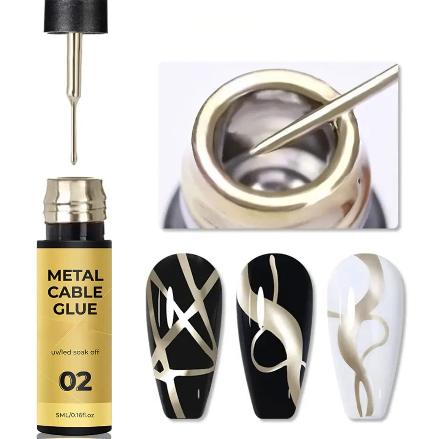 Metallic Gel Gold Mirror Effect Gel Nail Polish French Nail Art Line/Flower Painting Gel Glitter UV Gel Nail Soak Off