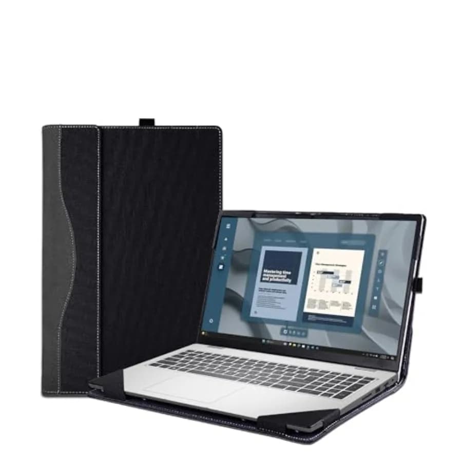 Custodia Protettiva per Laptop Dell Pro 16 Plus PB16250 PB16255 PC16255 PC16250 in Pelle PU con Porta Penna, Grigio Scuro