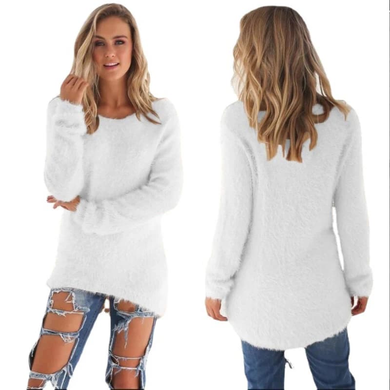 2025 Plus Size Women's Warm Sweaters Solid Color Or Knit Pullover Sweater Long Sleeve Casual Lady Clothing Oversize