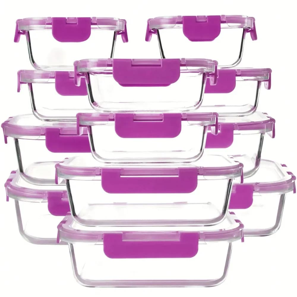 Set di Contenitori per Alimenti in Vetro Borosilicato, Contenitori in Vetro per Preparazione Pasti con Coperchi Ermetici Antiperdita, Perfetti per il Pranzo, On the Go