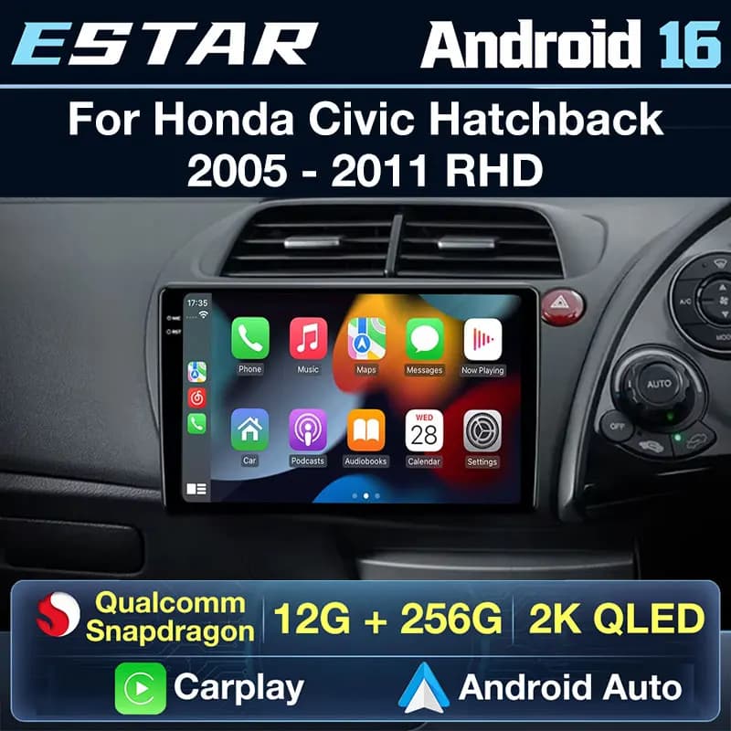 Android 16 For Honda Civic Hatchback 2006 - 2011 RHD 8Core Car Radio Multimedia Player Navigation 2 Din Stereo Head Unit Carplay