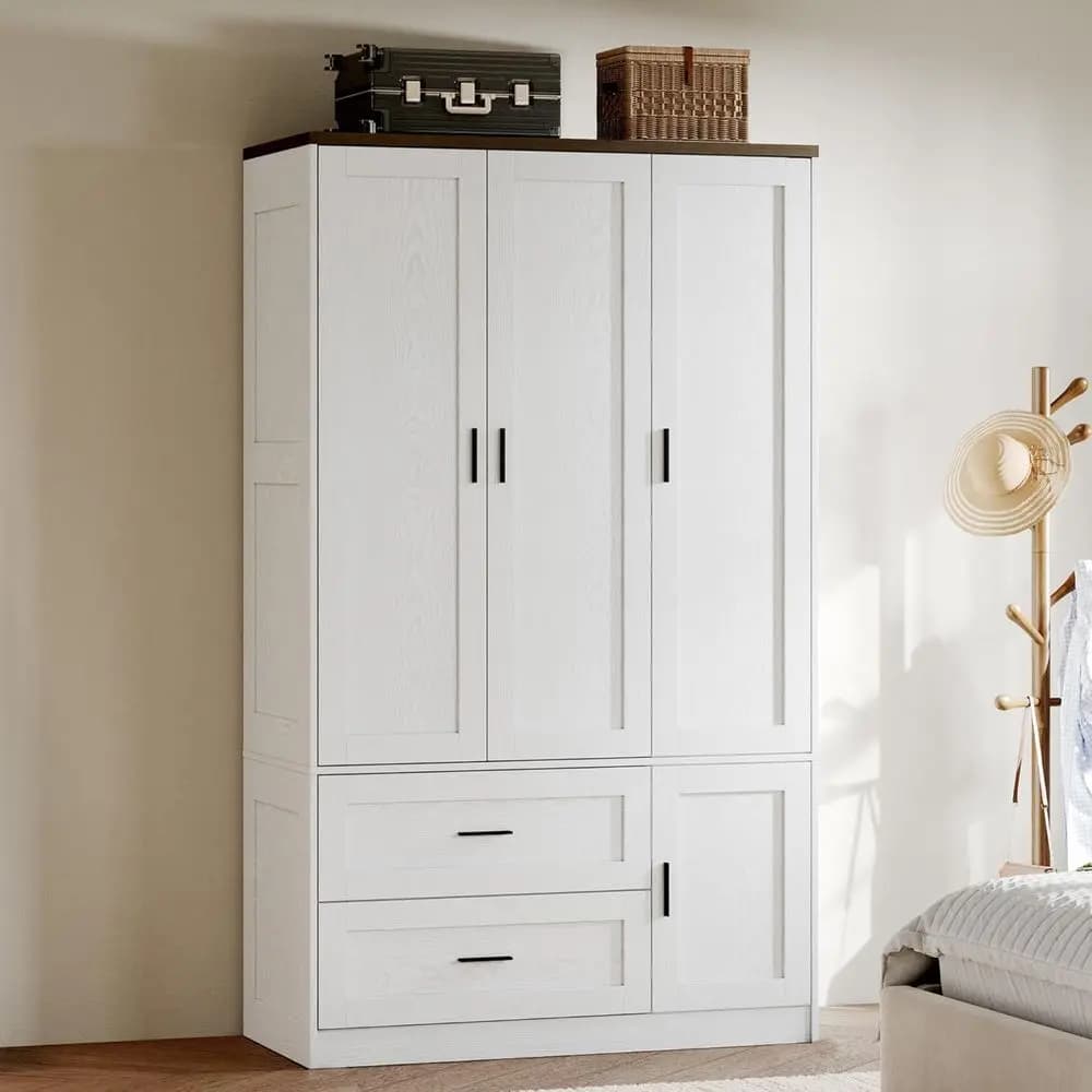 Armadio Alto 70.6 con Asta Appendiabiti, Cassetti, Ripiani Adjustbili e Organizatore per Camera da letto