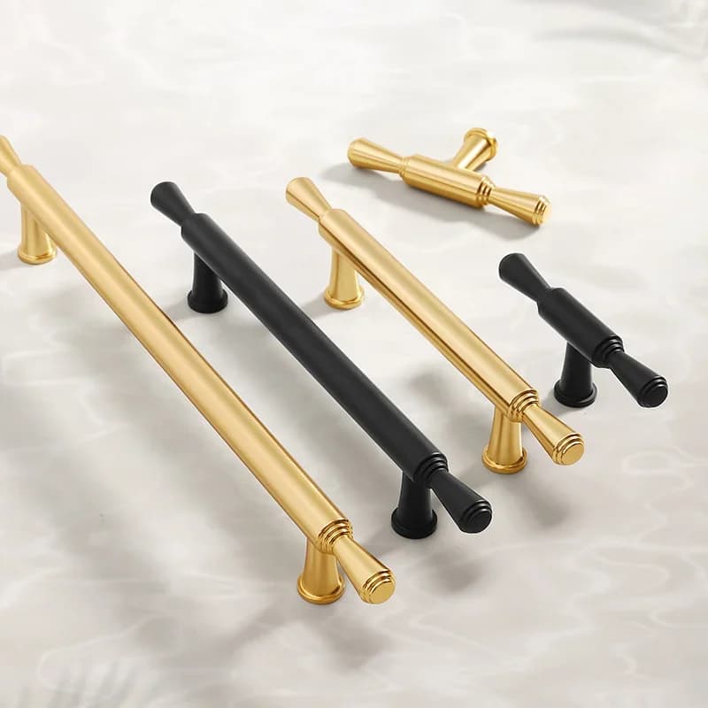 Maniglia per porta dell'armadio semplice in oro Accessori hardware per maniglia per porta dell'armadio con cassetto in lega di alluminio nera