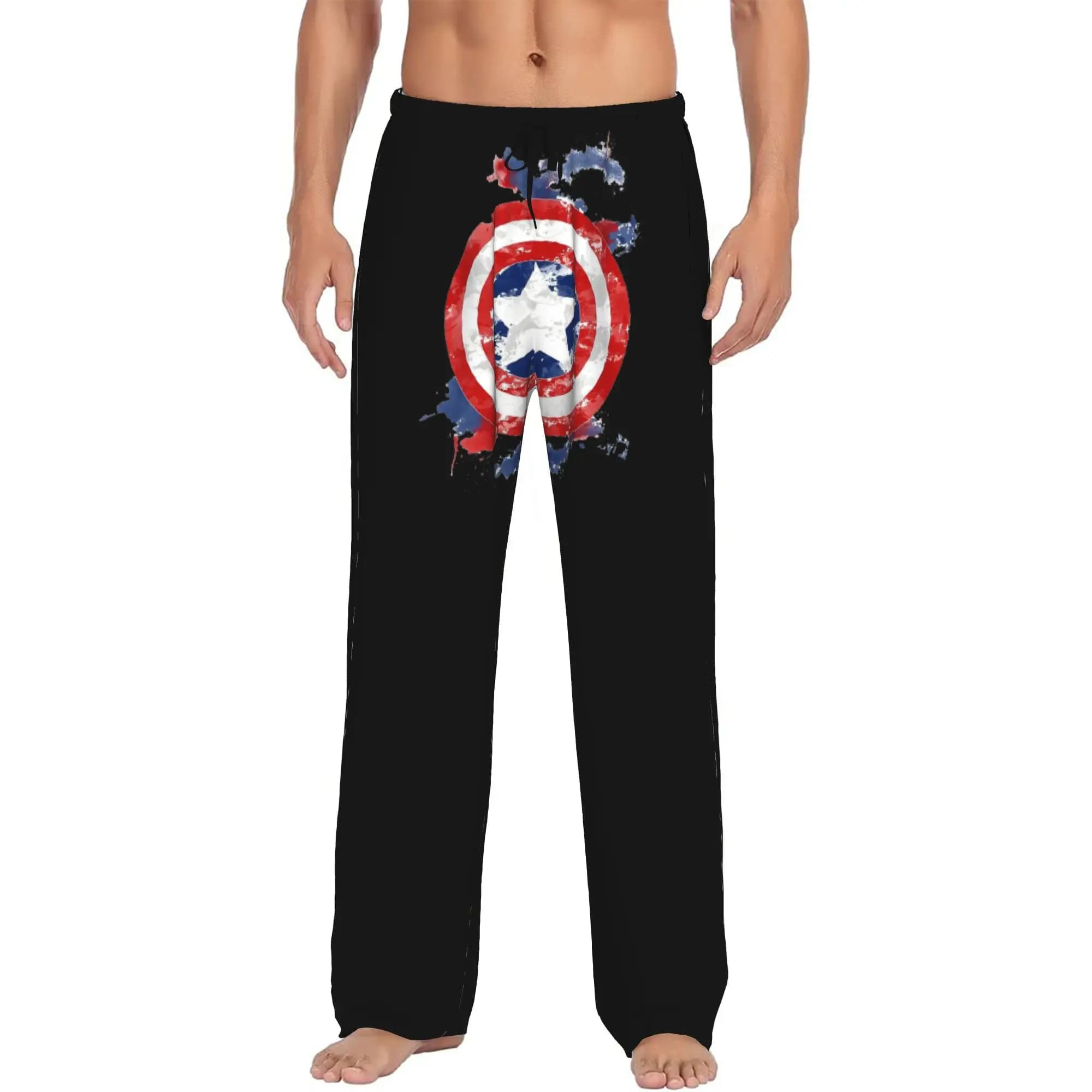 Pantaloni Pigiama Personalizzati Captain America Anime per Uomo, con Elastico in Vita e Tasche, per Dormire e Relax
