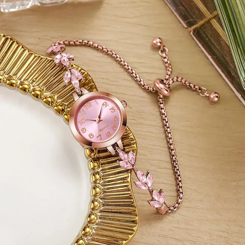 Orologio da donna elegante con quadrante arabo, orologio al quarzo, cinturino con strass di lusso, orologio da polso da donna, orologio da ragazza (senza scatola)