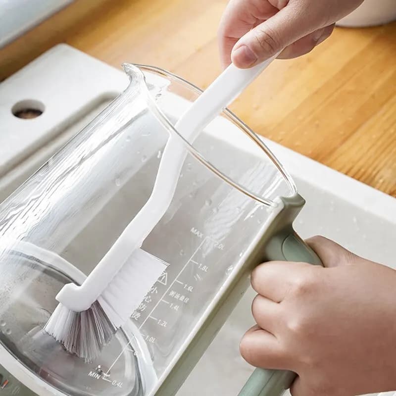 Japanese Style Sink Brush Cleaning Cup Brush with Long Handle Elbow Design Tail Hole Wall Hanging Crevice BHL1481-FRO